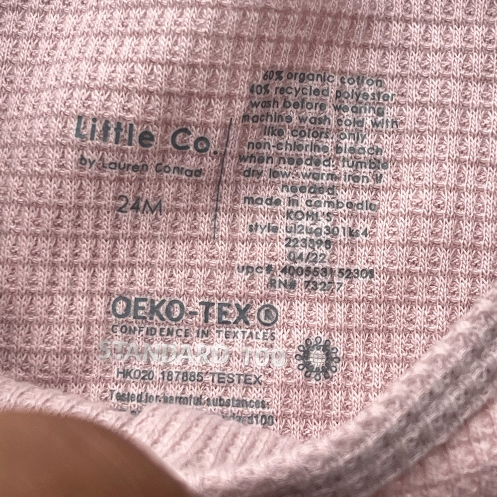 Little Co. Pink Long Sleeve Henley Dress NWT - Picture 6 of 8